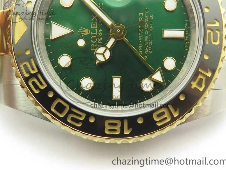 0504 GMT Master II 116713 GMF 904L Steel Edition Green Dial on SS YG Bracelet A Lightweight 3386